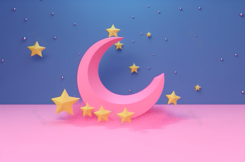 唯美月亮星星卡通三维图形,插画/手绘图,插画/手绘图库,插画/手绘图下载,插画/手绘